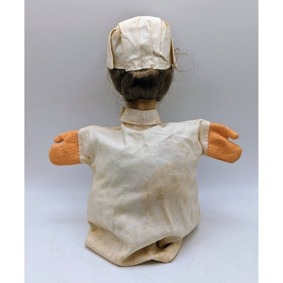 Vintage Soft Head Hand Puppet Nurse Blond Hair Fabric Body Childrens Toy - Picture 2 of 3